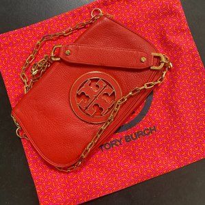 NWOT Tory Burch Red-Orange Clutch w/ Chain Strap